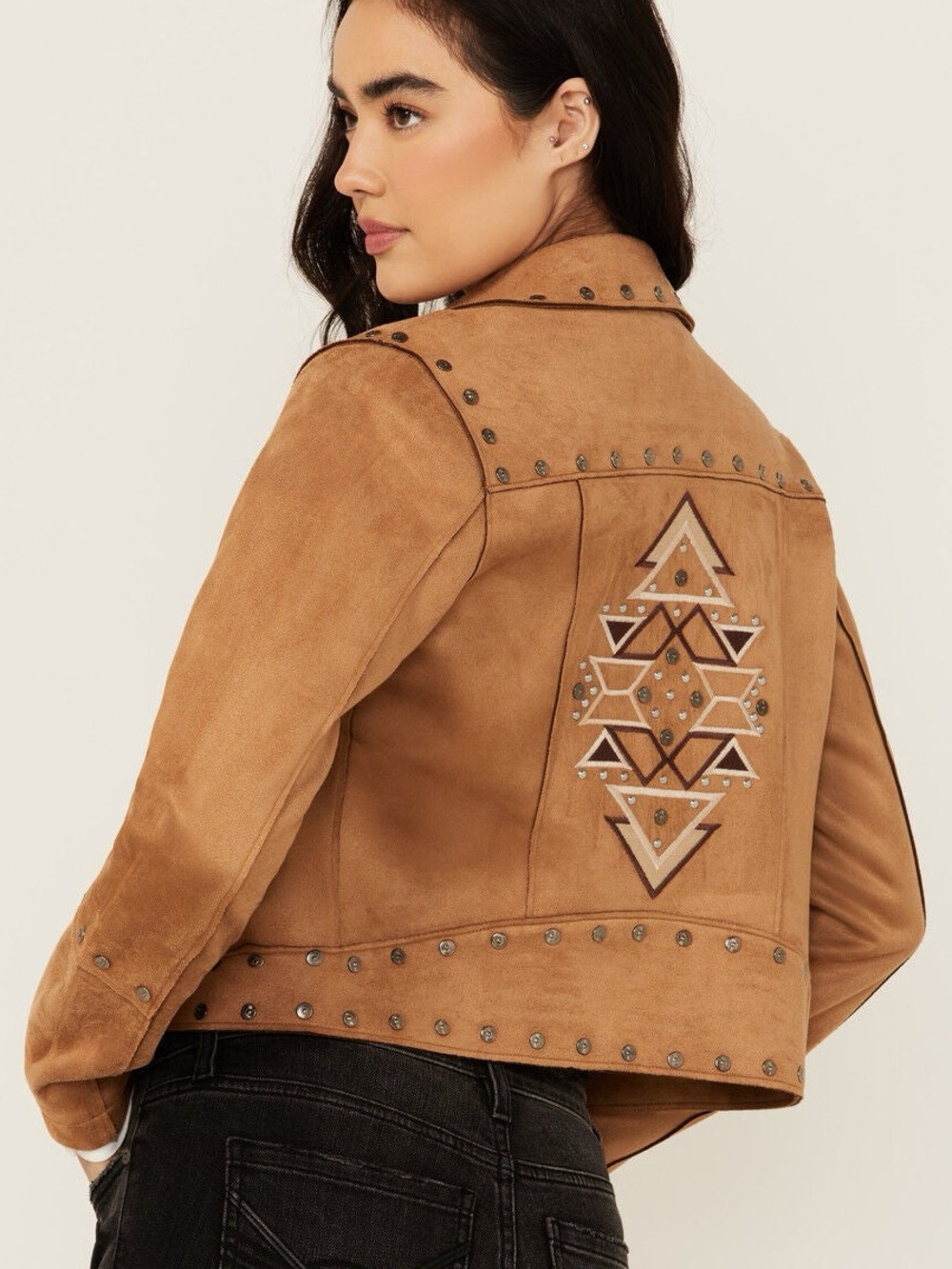 NWOT! Montana Co. Yorkshire Studded and Embroidered Faux Suede Jacket, SMALL